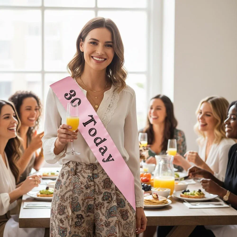 Forum Novelties Pink Satin Birthday Celebration Sash Elegant Party Supplies